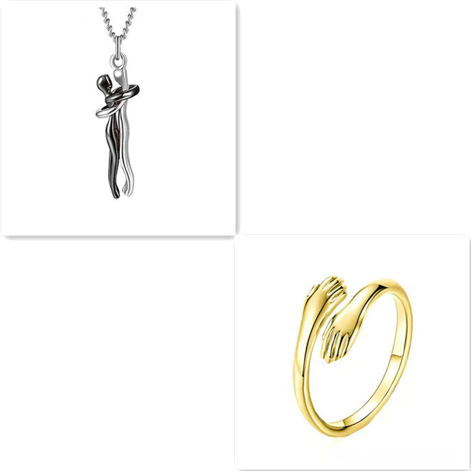 Love Hug Necklace Unisex Men Women Couple Jewelry Simple
