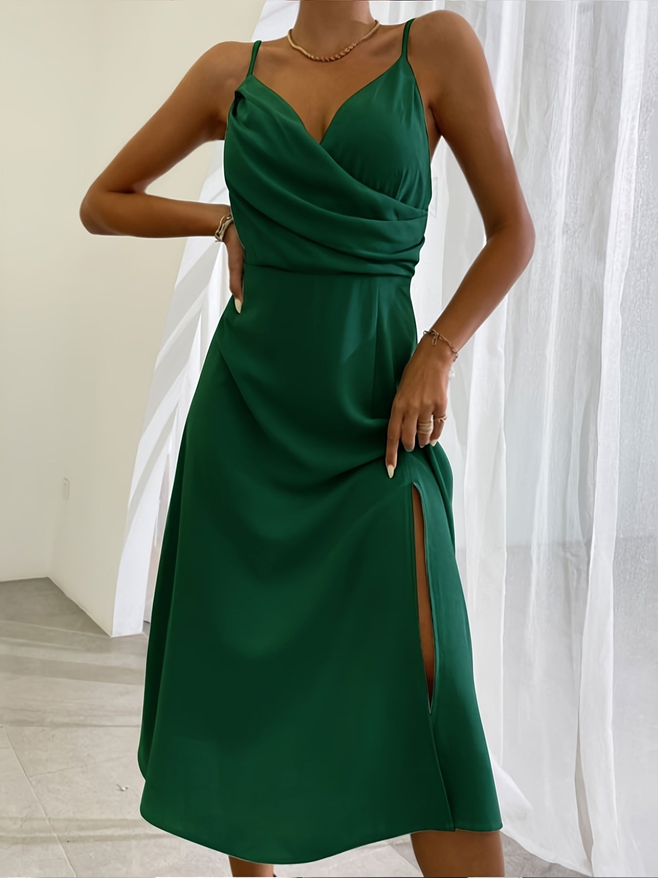 V-neck Slit Sling Dress Summer Fashion Sexy Slim