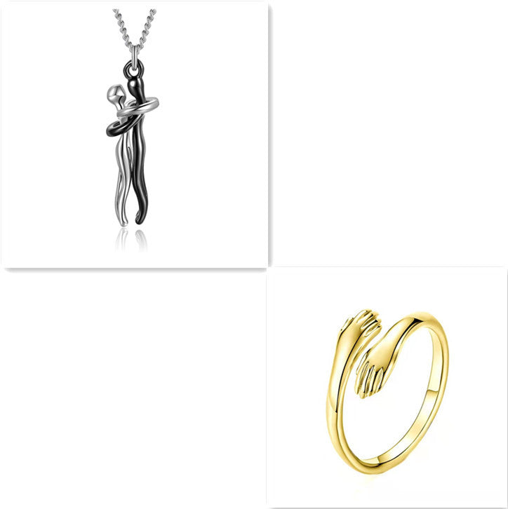 Love Hug Necklace Unisex Men Women Couple Jewelry Simple
