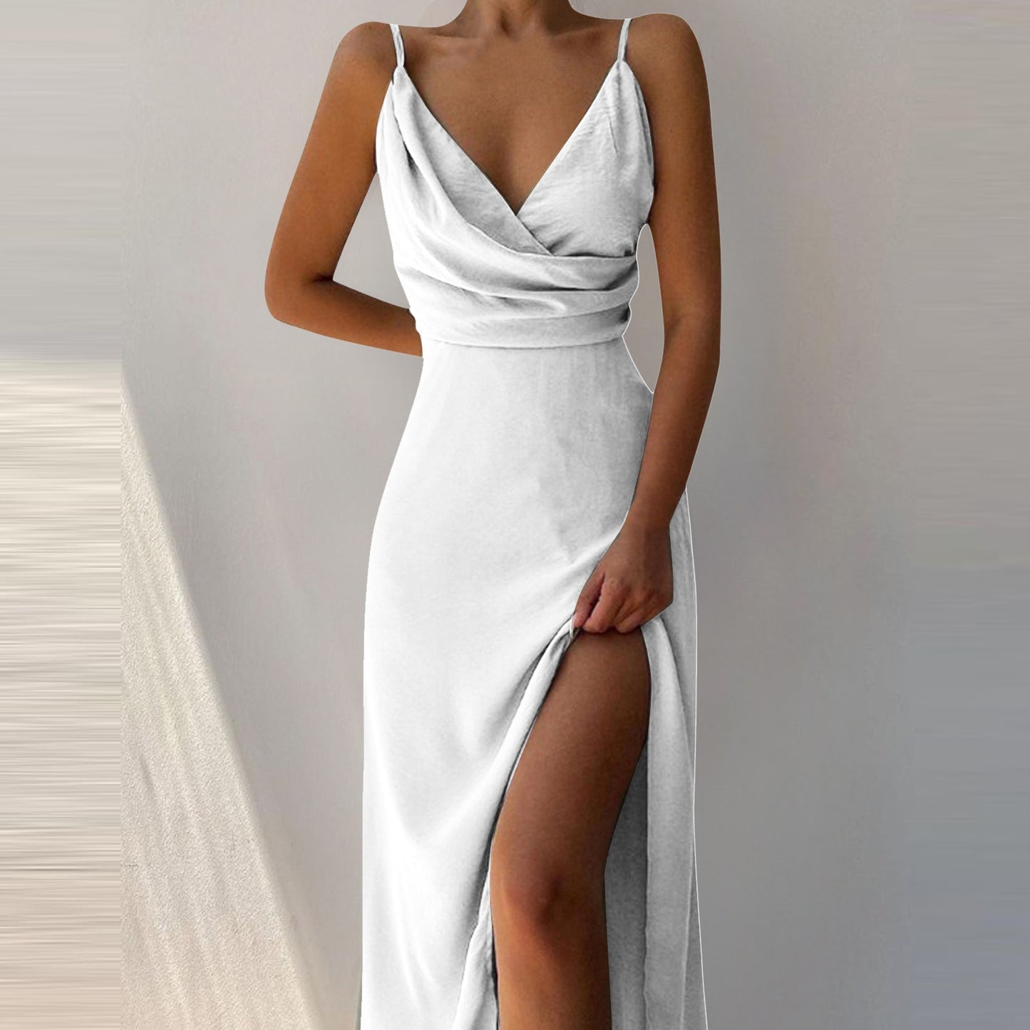 V-neck Slit Sling Dress Summer Fashion Sexy Slim