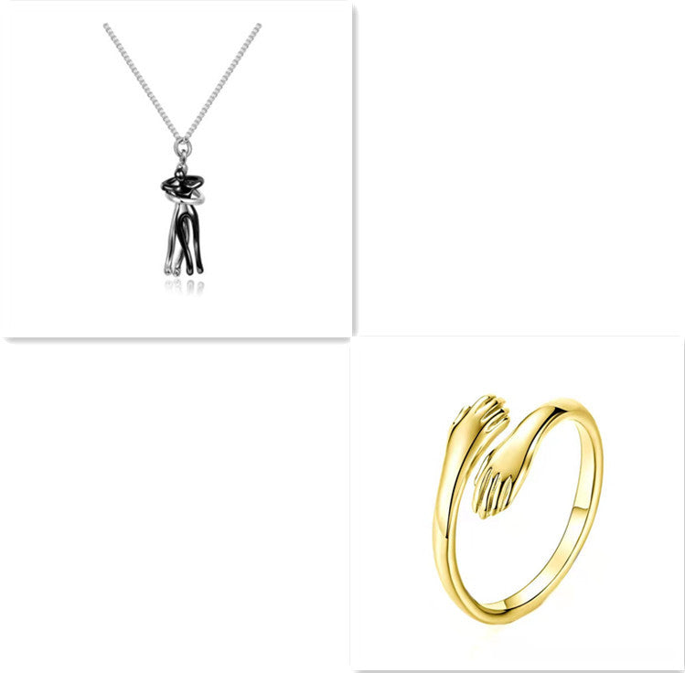 Love Hug Necklace Unisex Men Women Couple Jewelry Simple