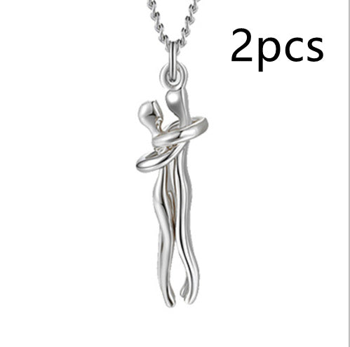 Love Hug Necklace Unisex Men Women Couple Jewelry Simple
