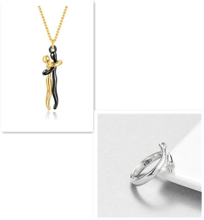 Love Hug Necklace Unisex Men Women Couple Jewelry Simple