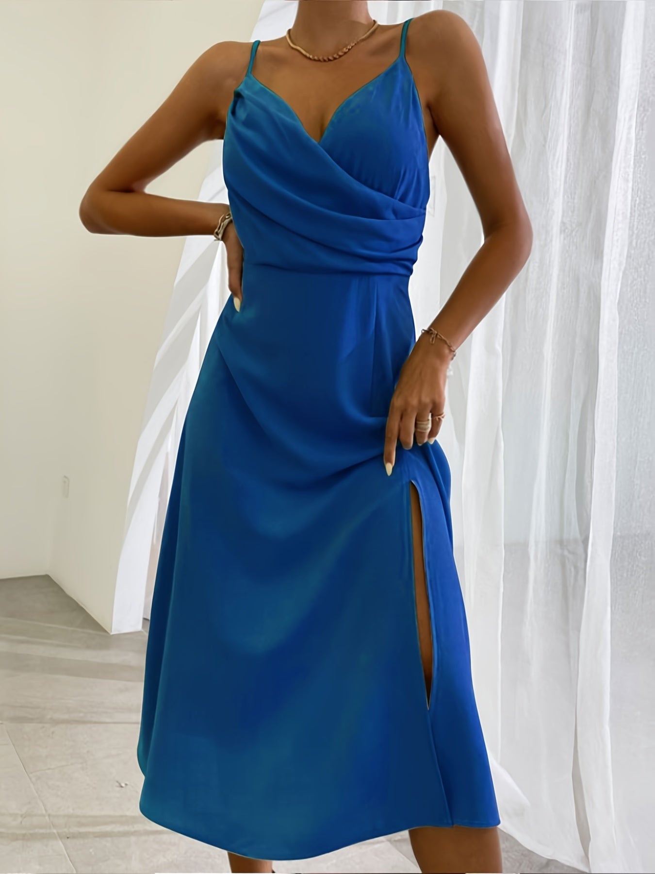 V-neck Slit Sling Dress Summer Fashion Sexy Slim
