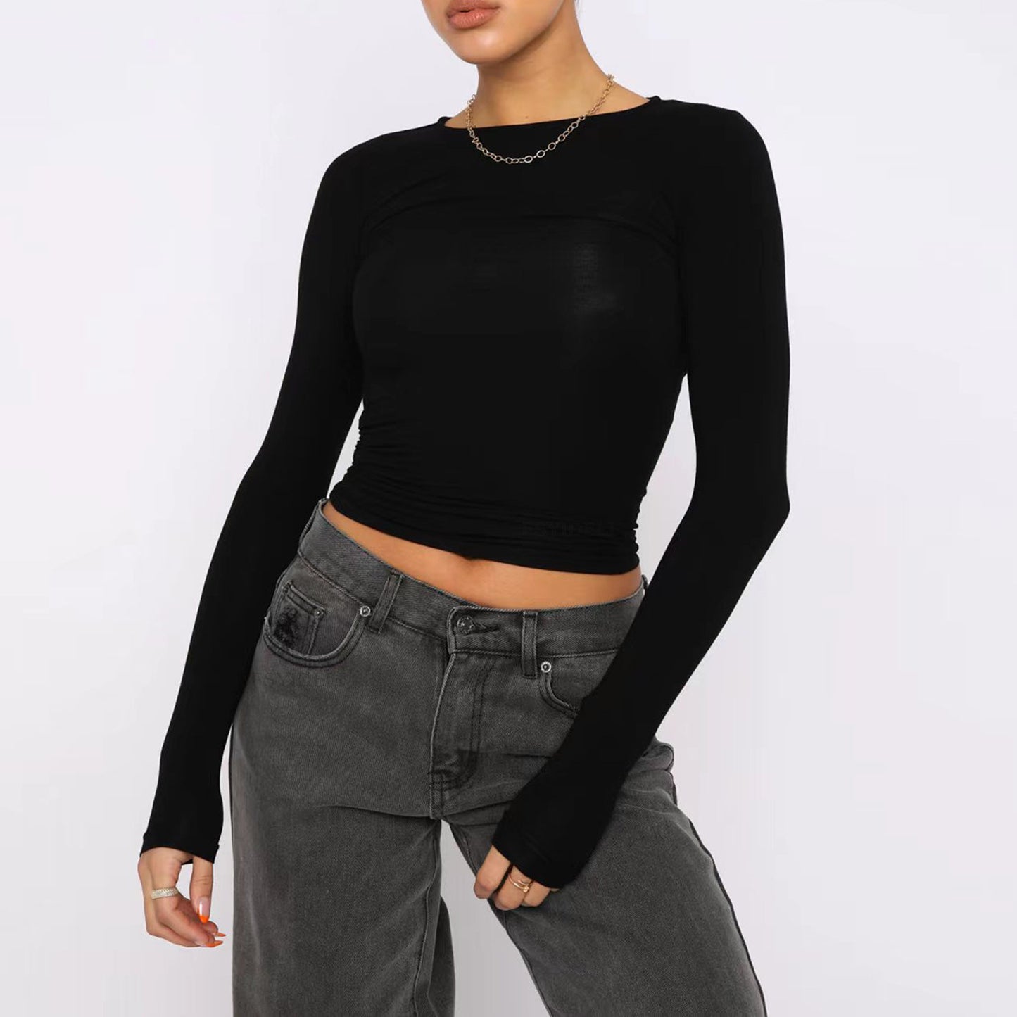Women's Clothing Fashion Slim Long-sleeved Pullovers