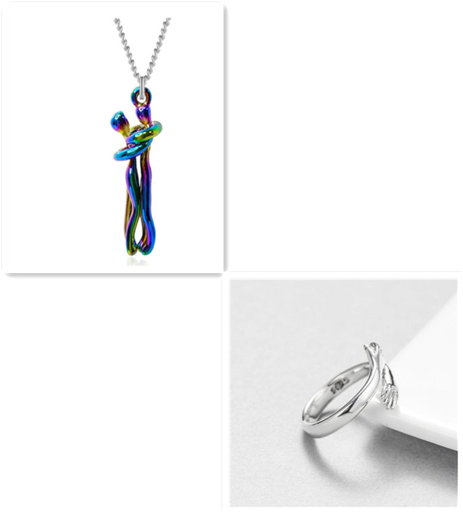 Love Hug Necklace Unisex Men Women Couple Jewelry Simple