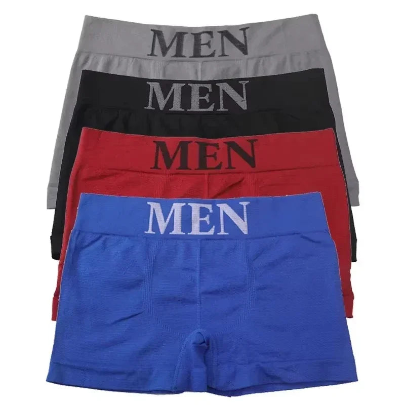 5 Pcs Thin Style Men's High Elastic Plain Color Comfortable Boxer Briefs Panties Breathable Pantyhose