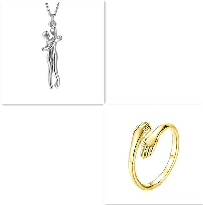 Love Hug Necklace Unisex Men Women Couple Jewelry Simple