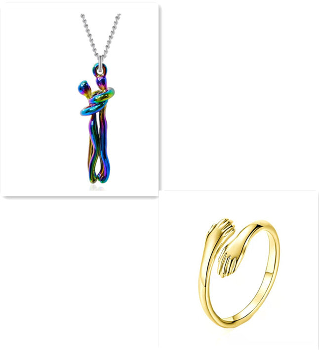 Love Hug Necklace Unisex Men Women Couple Jewelry Simple
