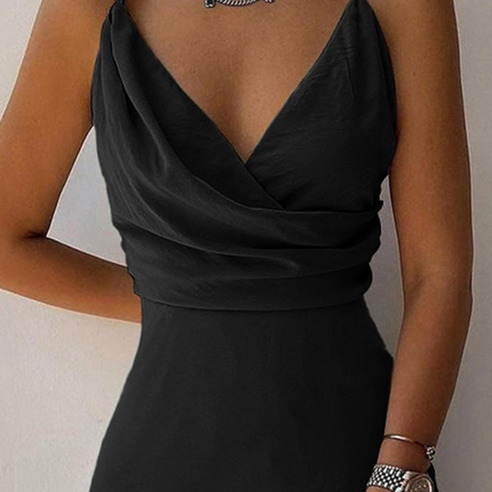 V-neck Slit Sling Dress Summer Fashion Sexy Slim