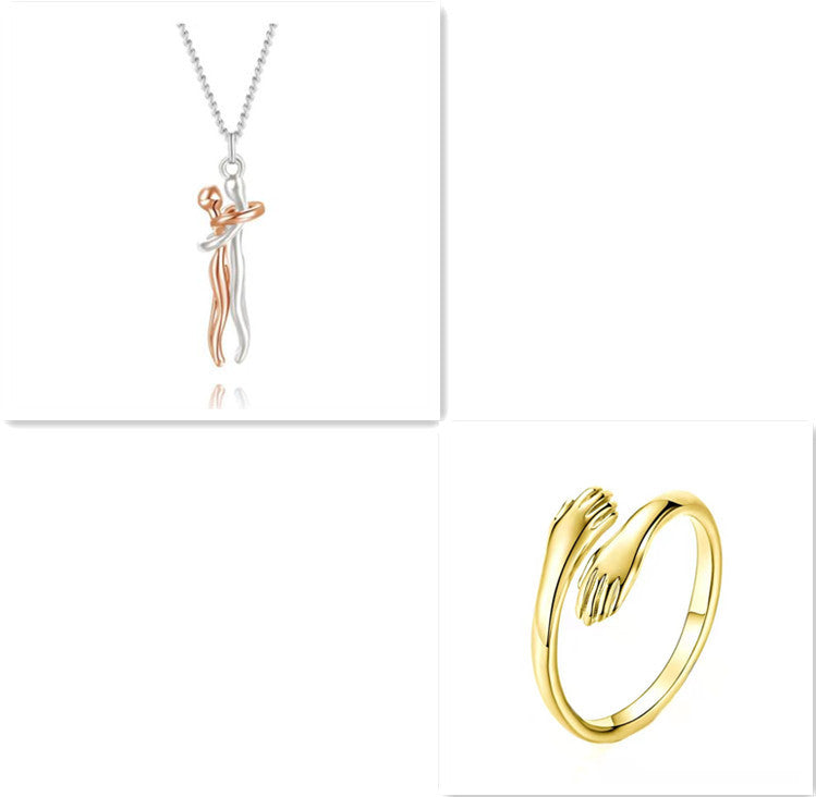 Love Hug Necklace Unisex Men Women Couple Jewelry Simple