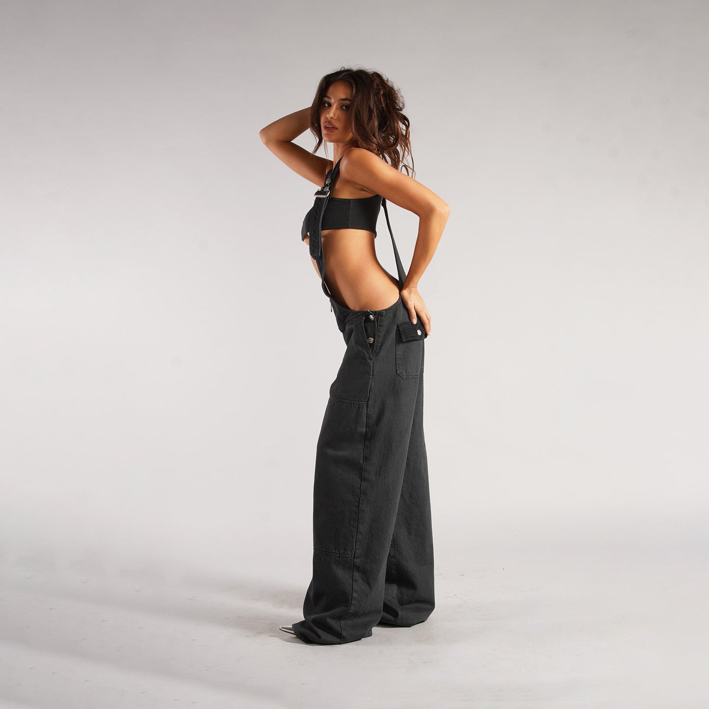 Y2K Zipper Denim Overalls With Pockets Fashion Loose  Pants